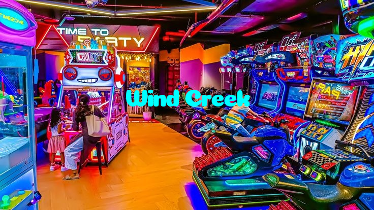 Wind Creek casino presented on mobile device in Pakistan with slots and live games